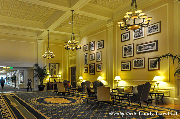 The grand lobby of the historic Claremont Hotel in Berkeley.