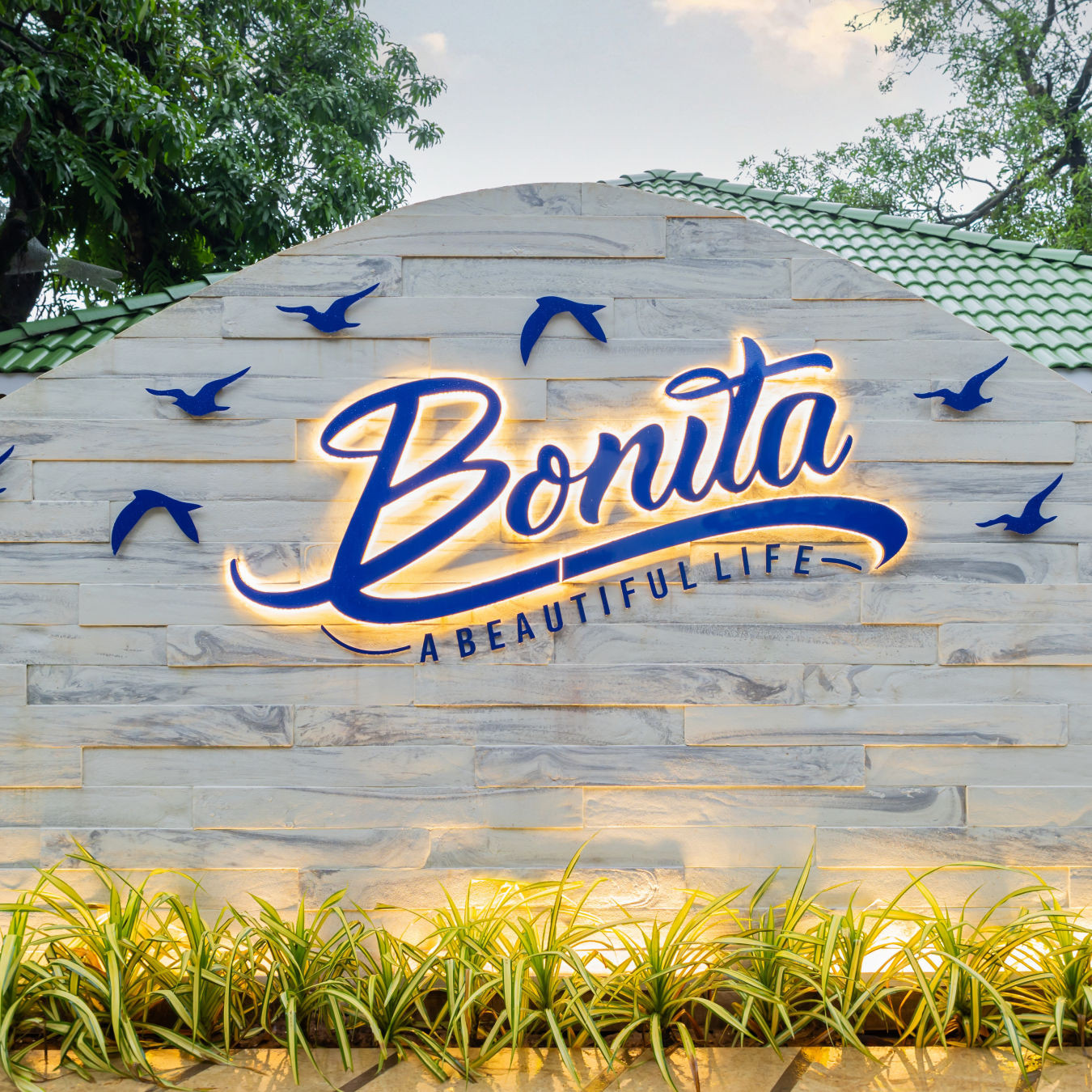 Bonita logo at Heritage Village Resorts &amp; Spa, Goa, promising a beautiful life and exquisite dining experience.