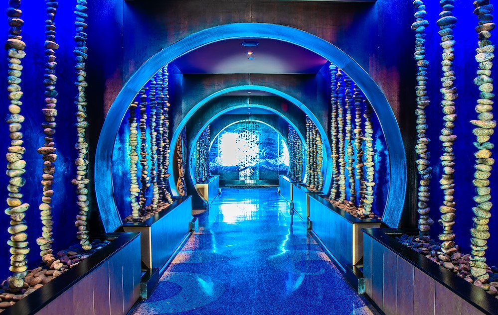 Serene walkway leading to the entrance of One Ocean Spa, a luxury wellness destination at Atlantic Beach