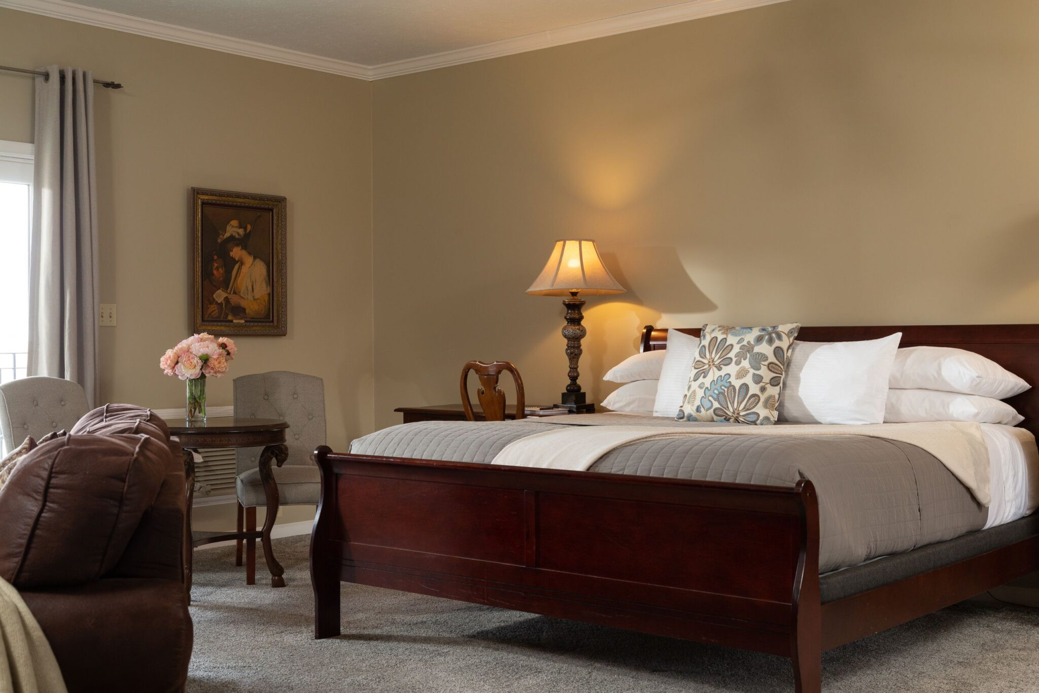 Luxury king bed suite at The French Manor, the best couples spa near me, perfect for a romantic and relaxing getaway.