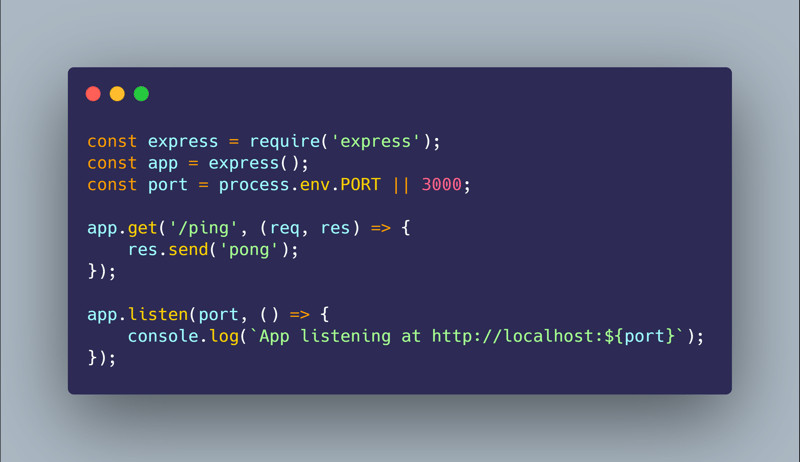 Simple Express server code snippet demonstrating a basic GET endpoint for server health check.