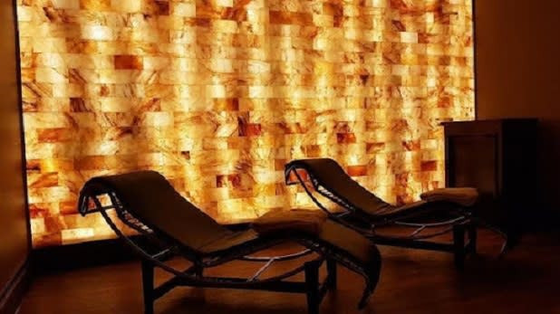 Serene salt cave experience at Mirror Lake Inn spa, a cheap spa option in Lake Placid, NY, offering halotherapy for relaxation and wellness.