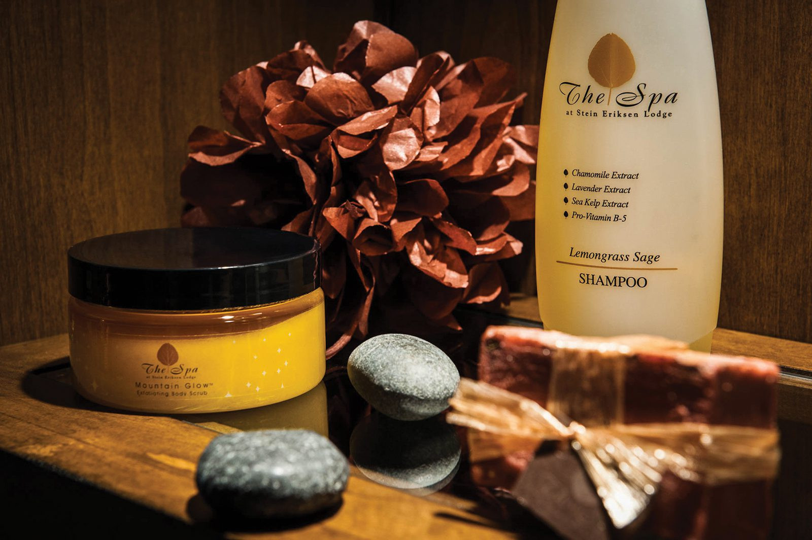 Finest spa products for rejuvenating treatments at Stein Eriksen Lodge's Alpine Serenity Spa, recognized among the best spas near Salt Lake City for wellness and relaxation.