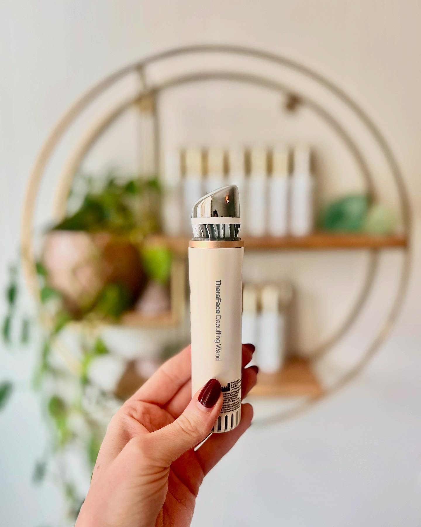 TheraFace Depuffing Wand for temperature therapy promoting circulation and reducing puffiness.