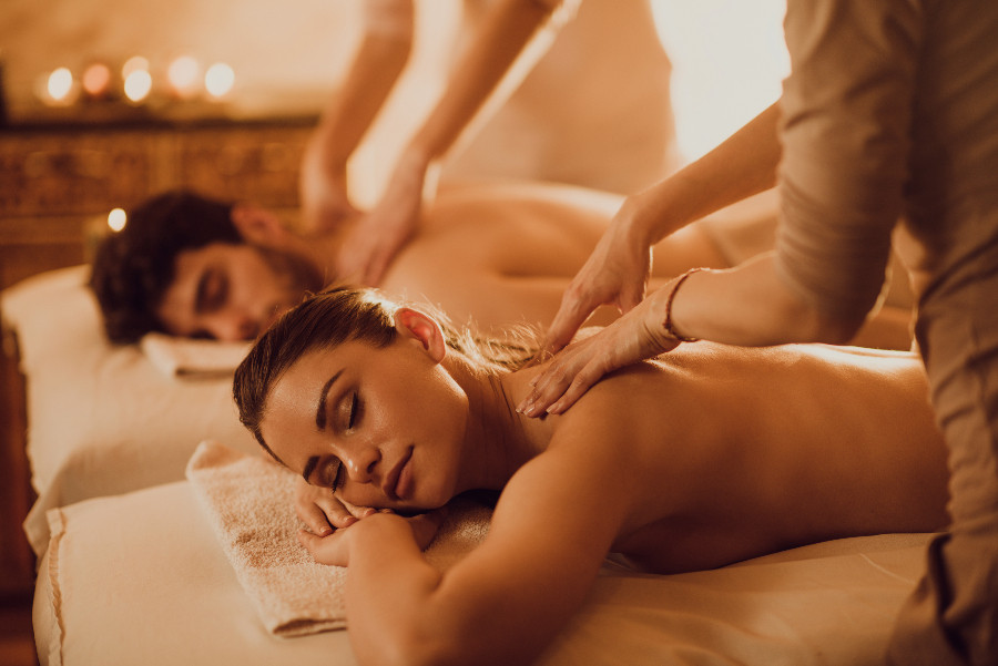 Couple enjoying a massage