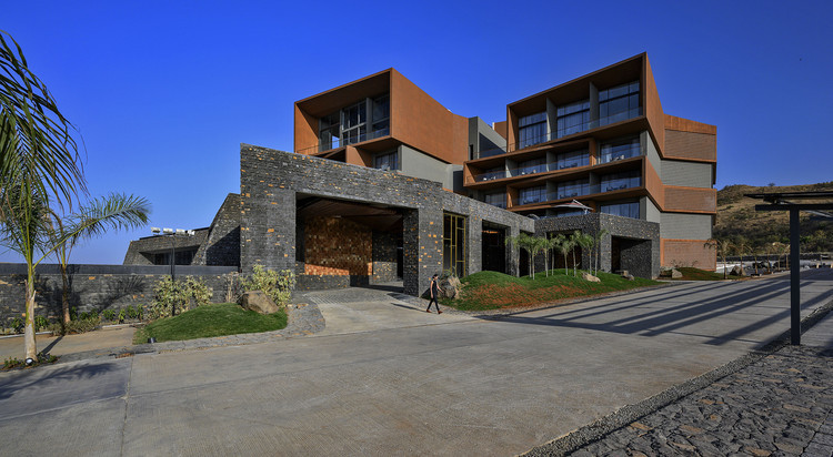 Aria Hotel entrance showcasing sustainable architecture