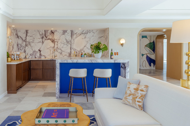 Spa interior with ambient lighting and comfortable seating